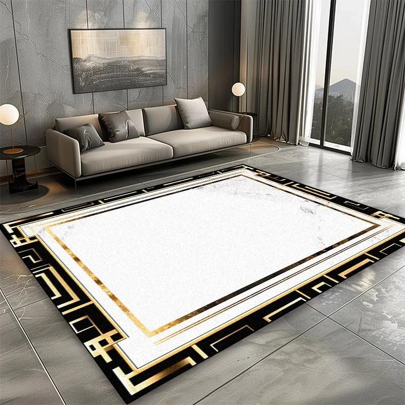 European Style Carpet for Living Room Black Marble Decor Sofa Area Large Rugs Hotel Hall Floor Mats Home Modern Decoration Rugs