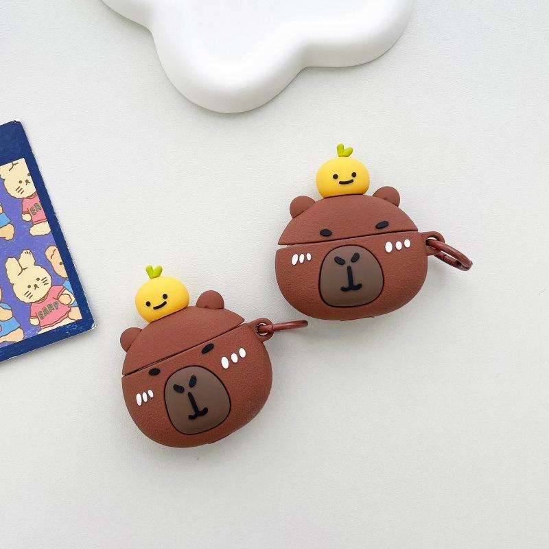 Süßes orangefarbenes Capybara für AirPods Pro 1 Schutzhülle Cartoon 1. Generation Dritte Generation Apple Bluetooth Headset Hülle