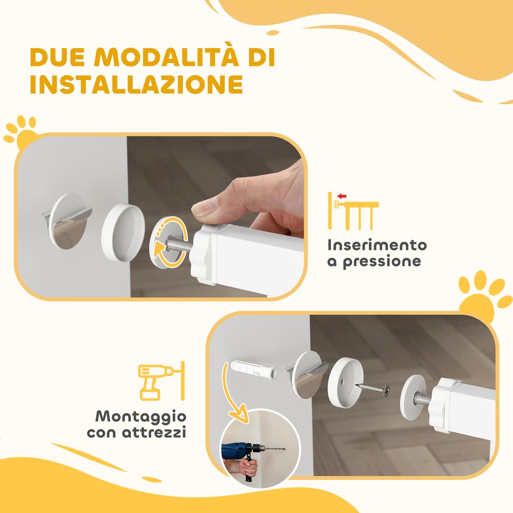 Adjustable Dog Gate with Extensions and Cat Door, 76-104x106cm, White