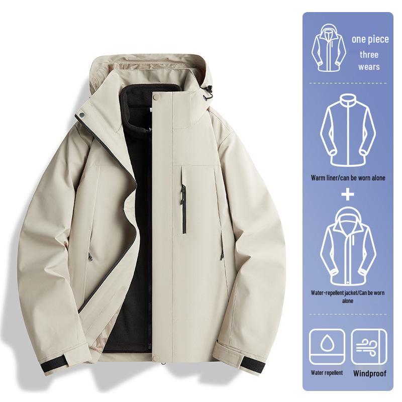 2024 Unisex Outdoor Windproof & Waterproof Jacket with Detachable Liner for Travel, Hiking, & Mountaineering