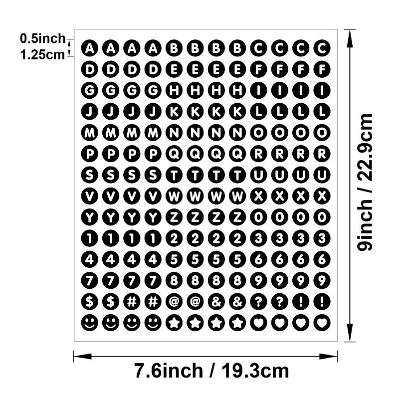 840pcs 5 Sheets 0.5 Inch Mini Round Letter Stationery Sticker Removable Number Alphabet Sticker for DIY Scrapbook Card Mug Craft