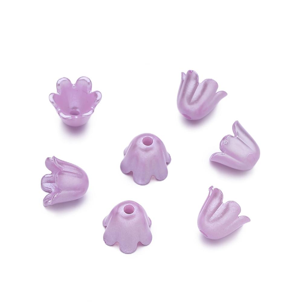50pcs ABS Artificial Pearls Chime Flowers Beads Spacer Loose Beads for DIY Bracelets Necklaces Jewelry Making Craft Supplies