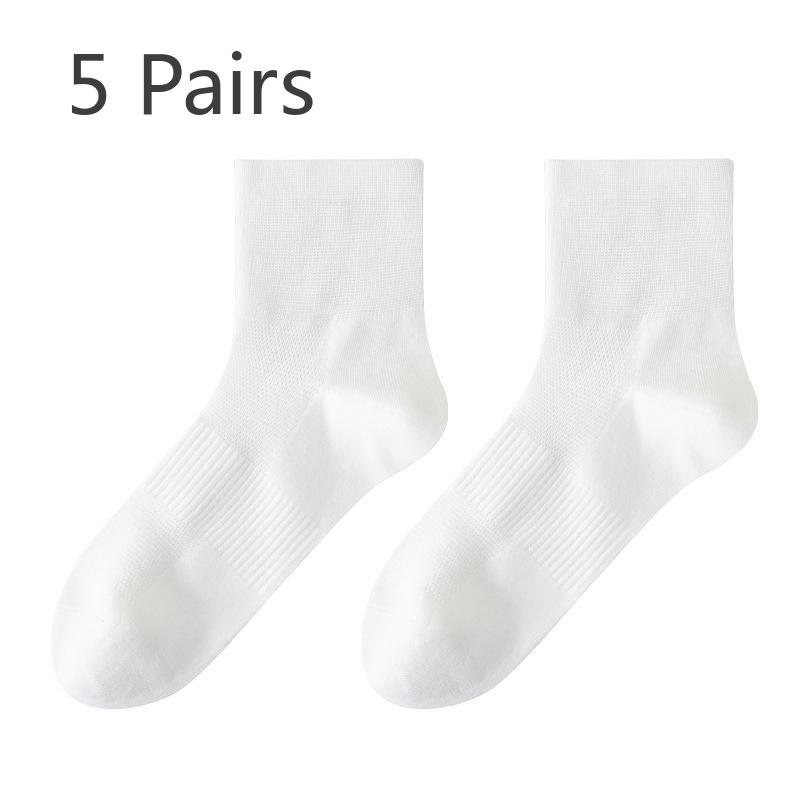 

5 Pairs of Men s Spring and Summer Thin Commercial Solid Color Mesh Breathable Antibacterial Non Slip Tube Socks 5 Pairs белый