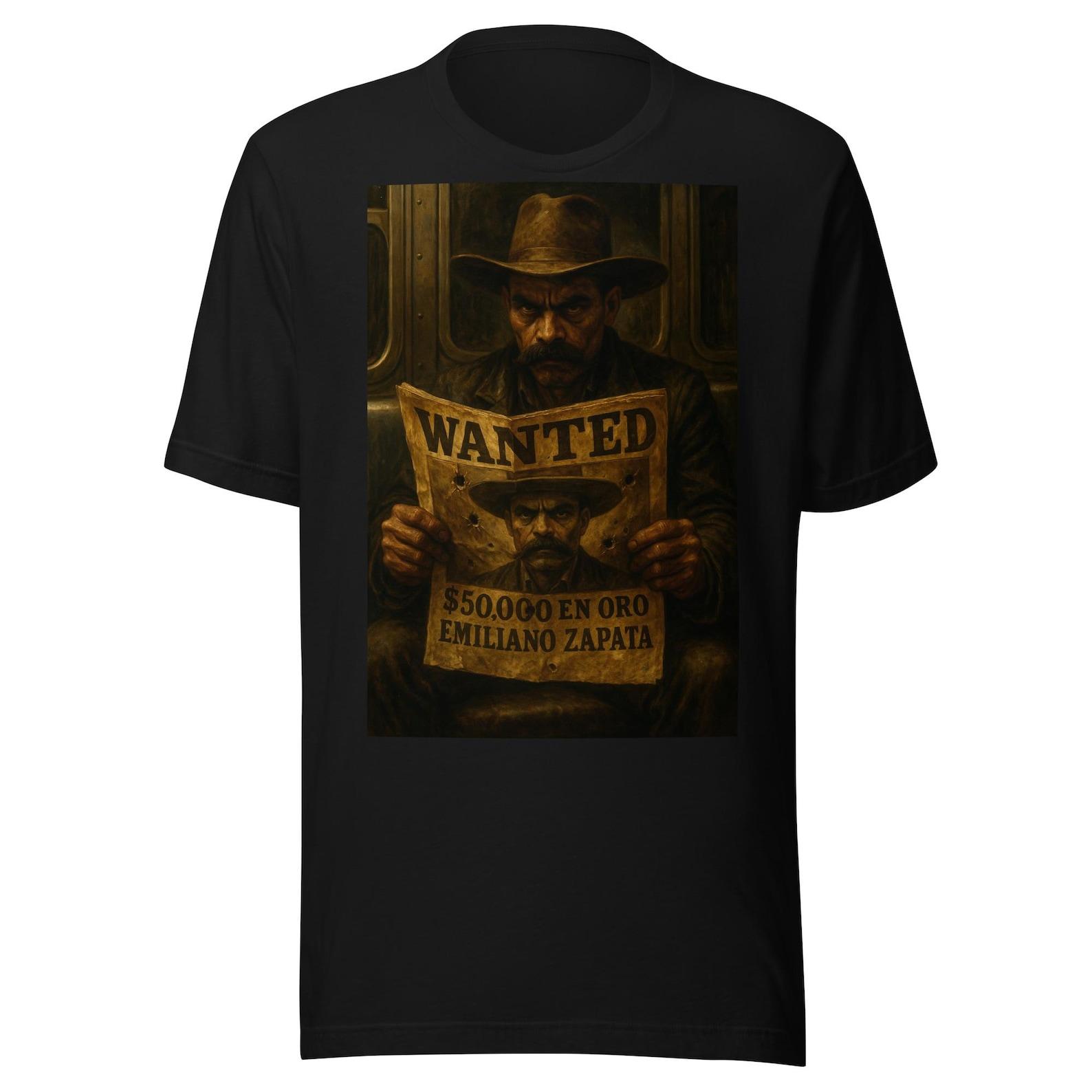 Wasnted Genereal Emiliano Zapata Tiertra y Libertad Mexican Newspaper Unisex t-shirt S