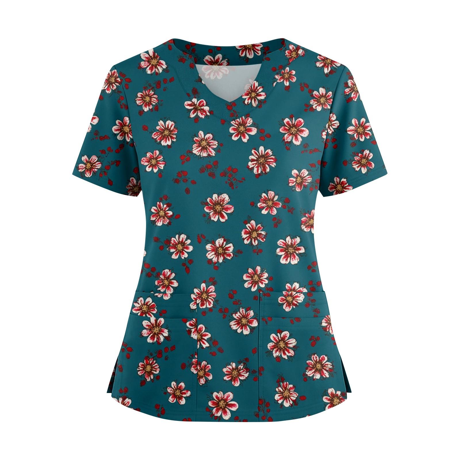 

Женская рубашка с цветочным принтом, V-образным вырезом, свободного кроя, с короткими рукавами XXXXL