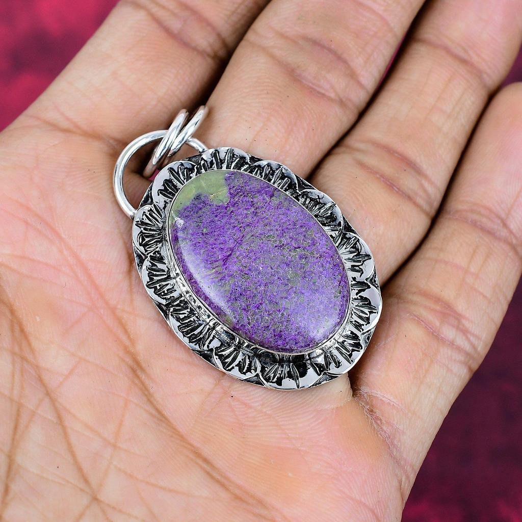 Bijoux en purpurite, pendentif en argent sterling massif 925, bijoux en pierres précieuses faits à la main, cadeaux pour femme, pendentif tout neuf