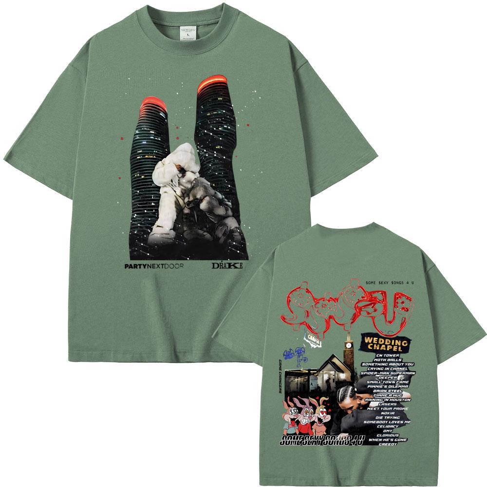 

Rapper PARTYNEXTDOOR & Drake Some Sexy Songs 4 U SSS4U 2025 Double Sided Print T Shirts Men Fashion Hip Hop Oversized T-shirts 4XL