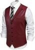Classic Maroon Handmade Button Western Men's Vest Coat Lambskin Leather Formal Office Wear