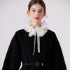 Lace Ruffled Shawl Detachable Front Tie Black Ruffled Sleeve Lace Fake Collar  Clothes Accessory