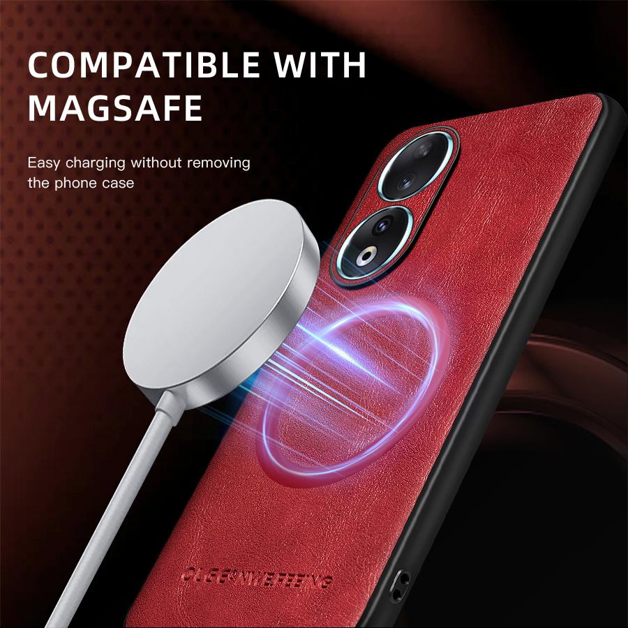 Voor Honor 90 90 Pro 90 Lite PU Leer Magnetische Ring Zachte Rand Anti-Val Anti-Vingerafdruk Telefoonhoesje