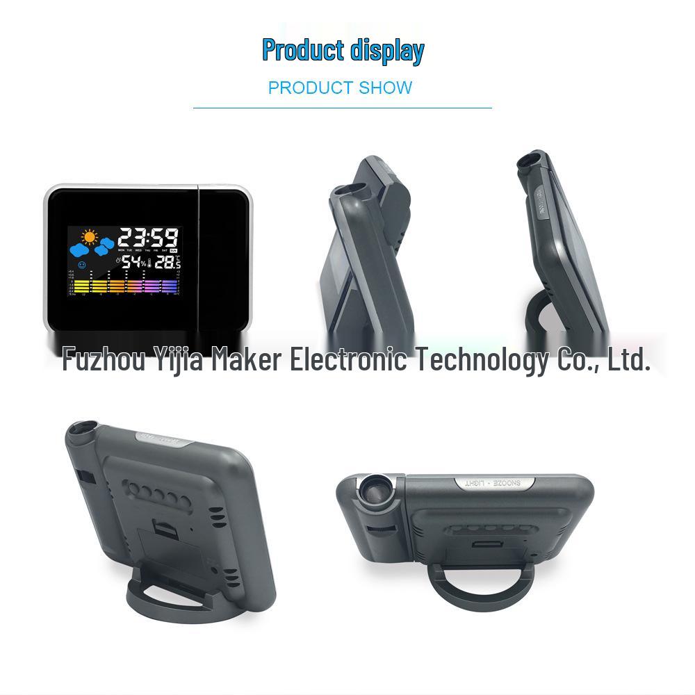 8190 LED Color Screen Projection Alarm Clock with Weather Station for Kids