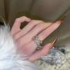 Light luxury fashion high sense pearl zircon copper ring women's design sense retro personality open index finger ring simple