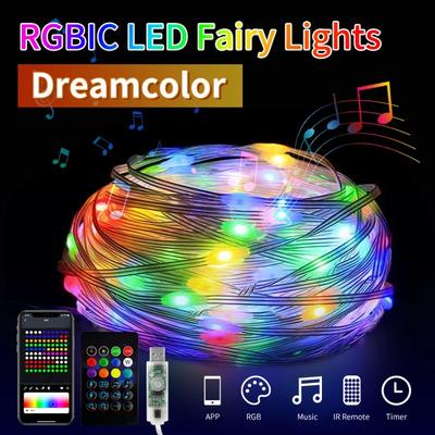 Christmas Light String Colorful RGB Christmas Tree Lamp String Bluetooth Light String USB Charge APP Fairy Lights Decoration Esports Room