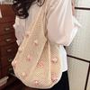 Large Capacity Crochet Shoulder Bag Sweet Knitted Handbag Simple Shopping Bag  Ladies