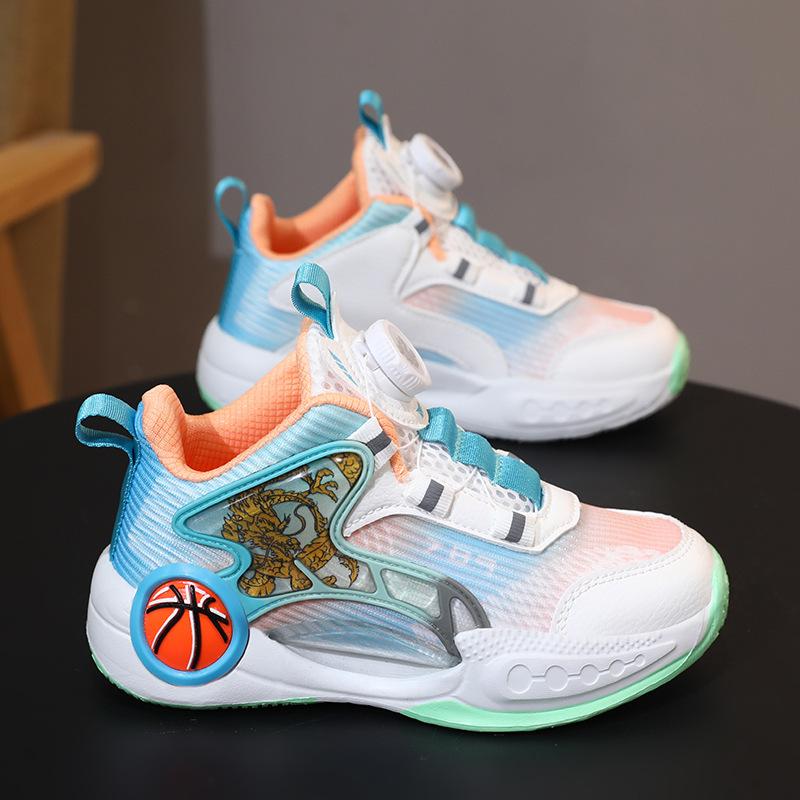 Children's Basketball Shoes Friction Sound Summer Mesh Breathable New Boys and Girls Sports Shoes Wear-resistant Non-slip Actual Combat