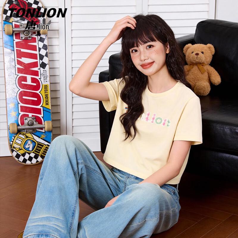 TonLion Women s 2026 Cropped Cotton T-Shirt with TS Letter Print L