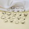 21 Pieces Vintage Butterfly Heart Rings Set Decoration for Trendy Women Adjustable Sturdy Alloy Jewelry Pieces