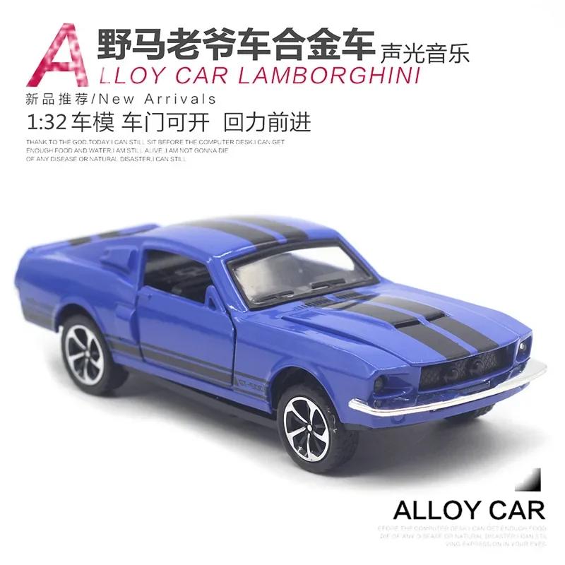 1: 32 Ford Mustang Vintage Car Alloy Car Model Sound and Light Car Toy Children's Gift Ornament