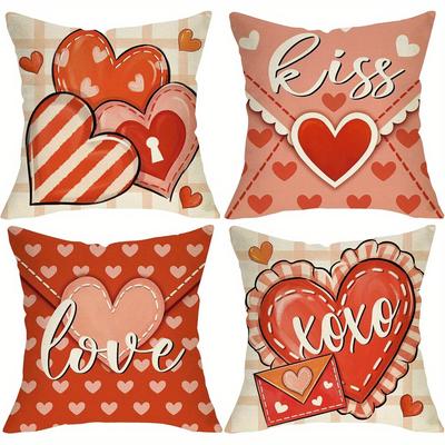 Wohndekor Valentinsherz Liebe Kuss XOXO Kissen Muster Kissenbezug Geeignet für Sofa Schlafzimmer Auto Kissenbezug