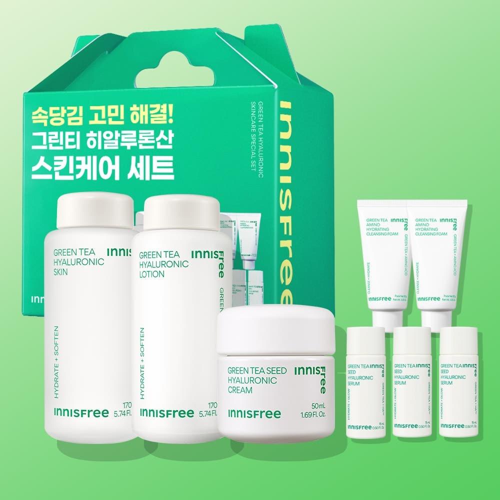 Innisfree Green Tea Seed Hyaluronic Skincare 3 Set Deep Hydration Moisture Balancing Trio