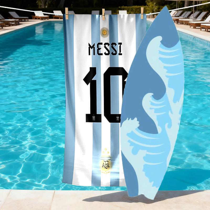 Lionel Messi Print Beach Towel Design, Soft, Lightweight. for Home Bathroom, Spa, Pool, Yoga, Surfing, Camping, Gift for Family, Friend
