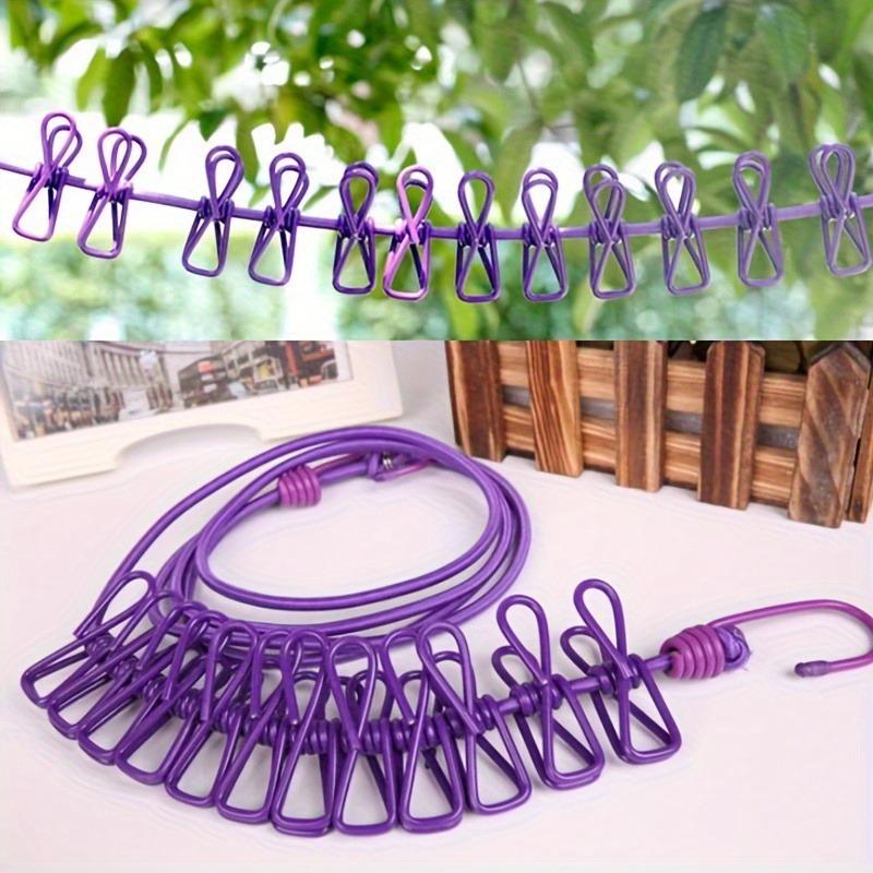 Outdoor Camping Travel Home Colourful 12 Clip Clothesline Self-driving Tour Portable Windproof Non-slip Sun Drying Rope