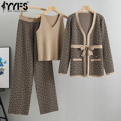Women's Fashion Casual Spring Autumn Long Sleeve V-Neck Trousers Pants Suits