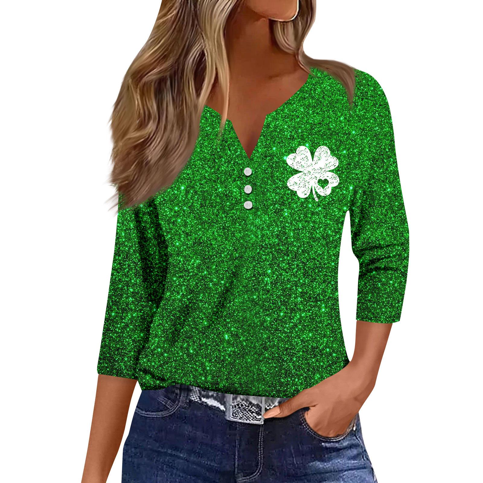 

Женская модная и повседневная рубашка с рукавом семь четвертей. Топ-пуловер с принтом ко Дню Святого Патрика XL
