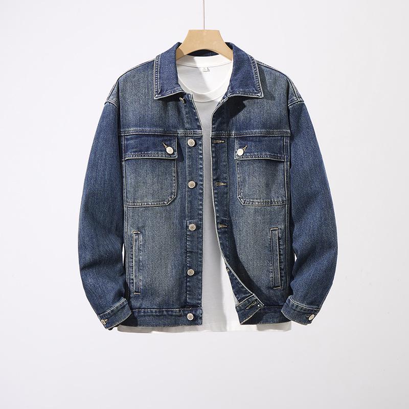 Men's High-Quality Classic Blue Denim Jacket - Autumn/Winter Collection