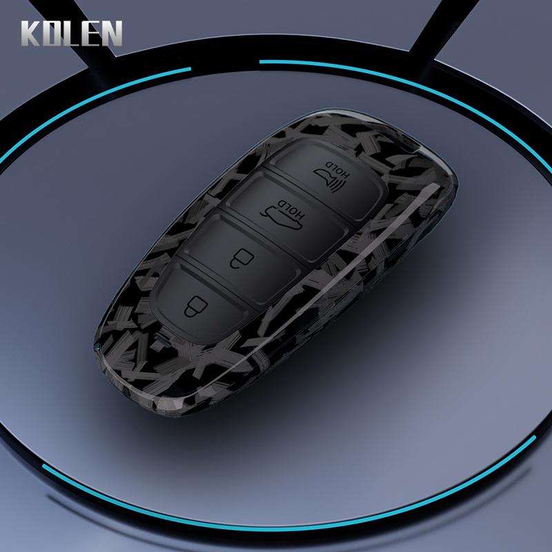 Abs Carbon Fiber Car Key Case Cover For Hyundai Sonata Sel Ev 6 8 Ioniq 5 Nexo Tucson Sonata Grandeur Sonata Limited