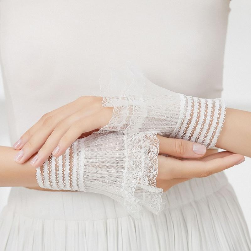 Elastische, plissierte Hornmanschette, abnehmbare, geschichtete Spitze, falsche Ärmel, Handgelenksmanschetten, Pullover-Dekoration, Hemd, falsche Ärmel