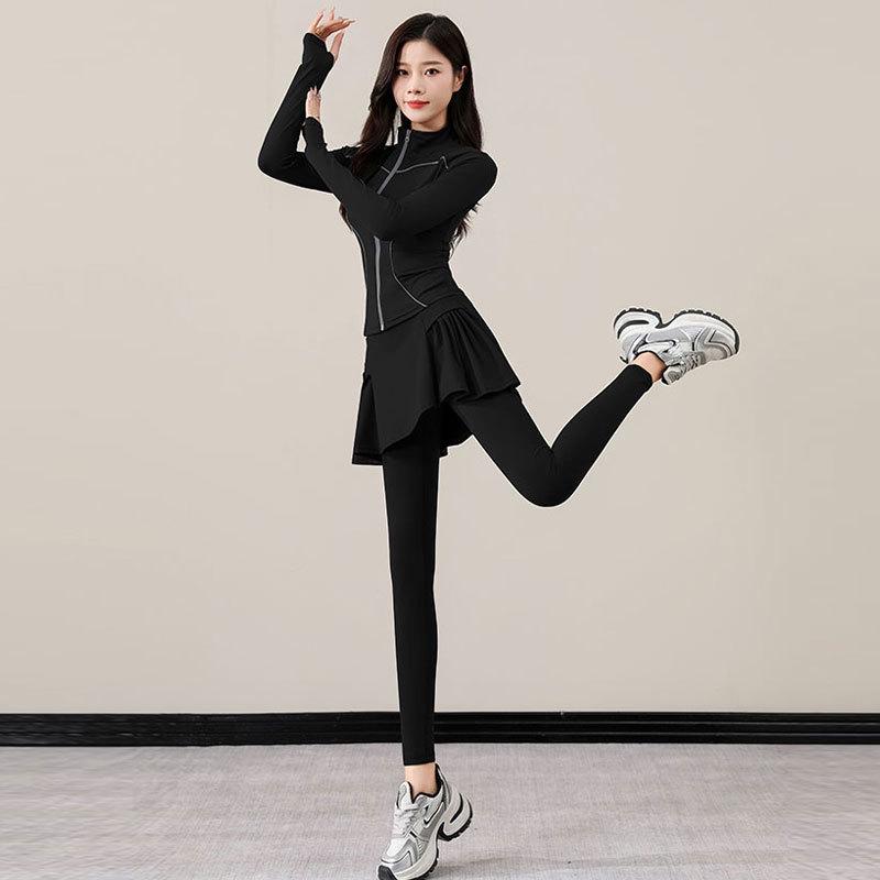 

Women s High-End Yoga Set: Autumn/Winter 2025 Fitness Jacket, Skirt, and Pants Small
