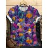 Summer Round Neck Flower Pattern 3D Print Top Fashionable Casual Short Sleeved Women's T-shirts