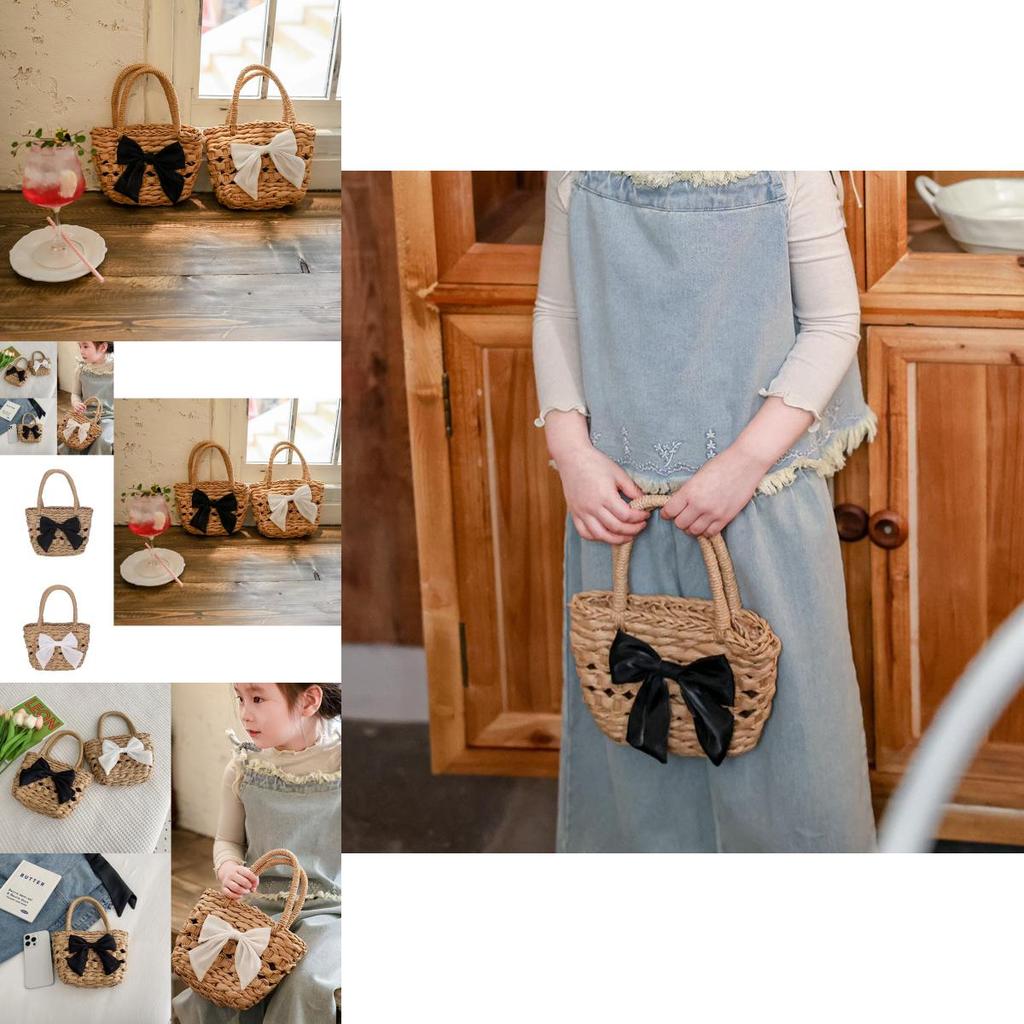 Childrens Woven Straw Bag With Expandable Space And Cute Design For Everyday Use