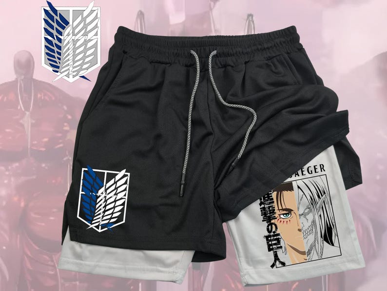 

Шорты для спортзала «Атака титанов» для мужчин | Быстросохнущие дышащие шорты для спорта и фитнеса, бега и активного отдыха | Подарок ко Дню святого Валентина M