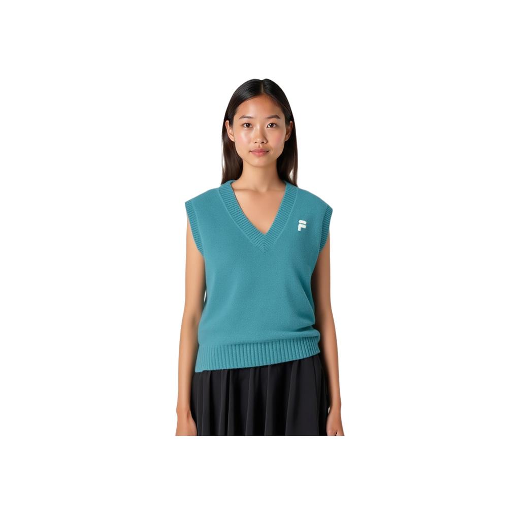 FILA Fusion Letter Print Knitted Sweater Women tops Blue T11W335401F-BU
