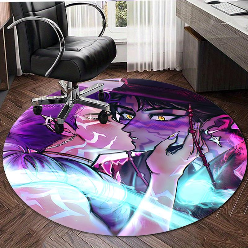 1pc KPop Demon Hunters RUMI8 Design Printed Area Round Carpet for Bedroom Living Room Home Decor Rugs Mat Non Slip Mat Rug for Bedside