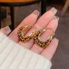 Unique Temperament Earrings for Women, Retro Leopard Print U-shaped Women's Light Luxury High-end Earrings