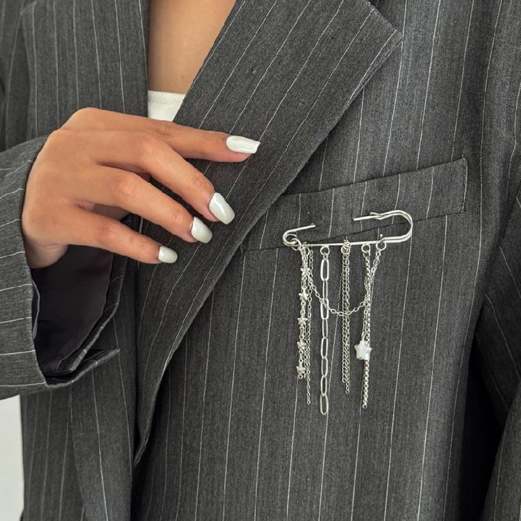 Elegant Metal Chain Tassels Brooch Badge With Layered Effect For Adding Flair To Coats Bags And Various Garments