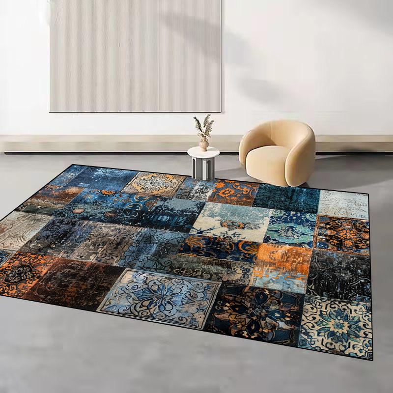 Retro Abstract Style Carpet Living Room Decoration Light Luxury Easy Clean Non-slip Sofa Side Rugs for Bedroom Floor Mat Tapete