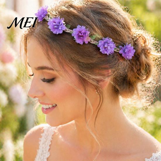 Artificial Flower Headband for Travel Headband, Crown, Headpiece, Boho Floral Wreath Gentle Style Hairband Dresses Wedding Birthday Festival