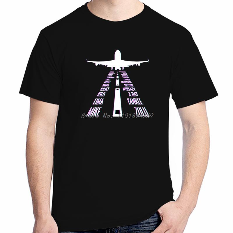 Phonetic Alphabet Airplane Runway Fashion Graphic T Shirts Summer Tees Tops Cotton Short Sleeve Tshirts Unisex Print T Shirt