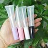 15ml Clear Squeeze Lip Gloss Tube with Brush, Slanted White Tip for Lip Glaze, Soft Long Cosmetic Packaging