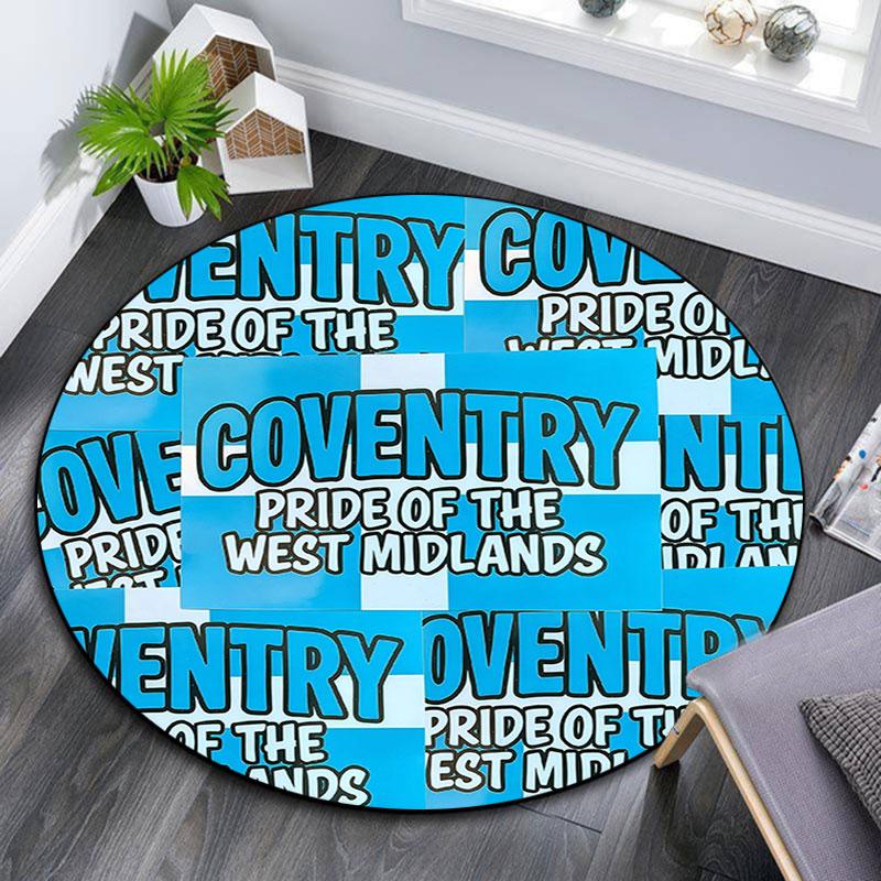 Coventry City logo pattern round rug,Carpet Rug for Living Room Bedroom Playroom ,Non-slip Floor Mat,Holiday Gifts and Birthday Gifts.