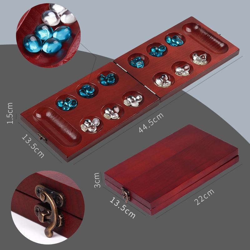 Chestnut Pine Foldable Mancala Board Game - Fun Classic Table Game with Wooden Board for Adults & Kids