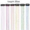 12 Pieces Laser Gold Hair Extensions 50cm , Metallic Rainbow Clip-in Hair Wefts, Shiny Synthetic Hair Strands for Party Festival