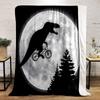 Dinosaur Cycling Over the Moon Print Blanket Soft and Cozy Perfect for the Living Room Bed Sofa or a Nap,gift