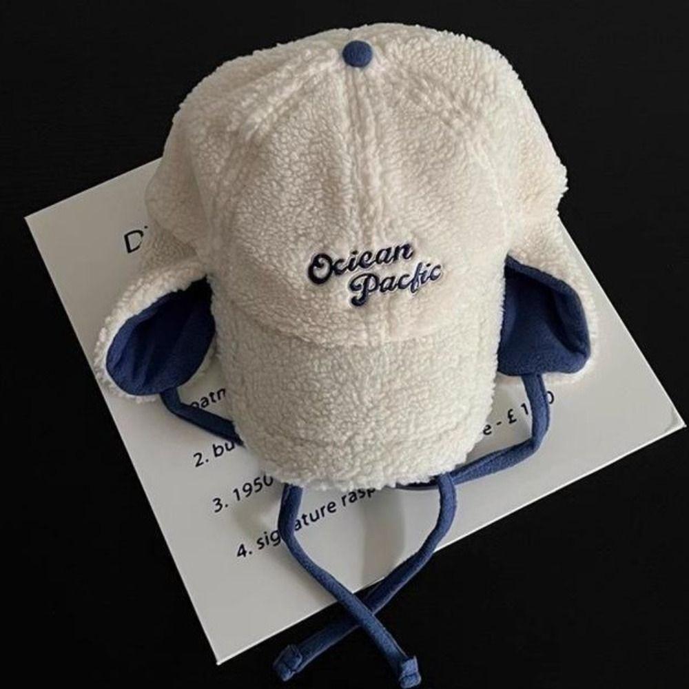 Earflaps Visor Warm Pilot Hat Ear Protectors Lamb Wool Hat Winter Baseball Cap Women and Men