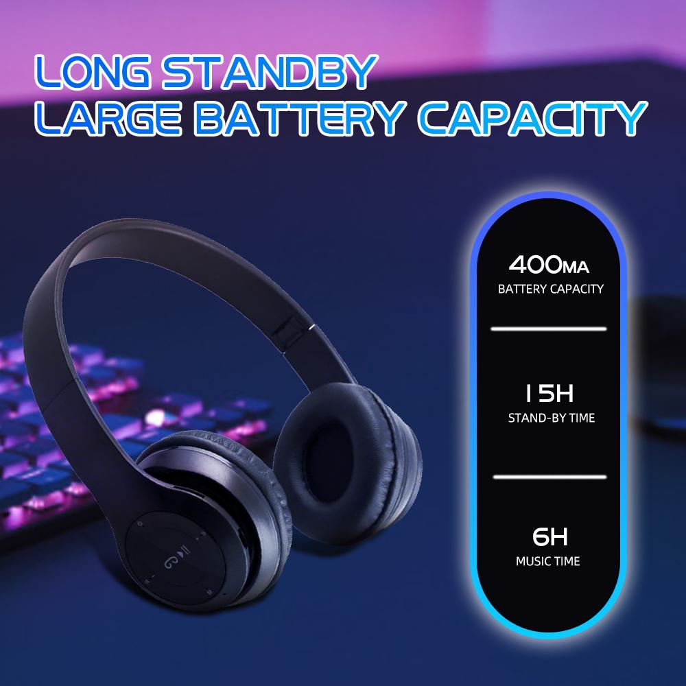 Bluetooth 5.0 Headsets Trådløse Spillhodetelefoner Dobbelmodus Trådløse Øretelefoner Støyreduksjon Musikkhodetelefoner Støtter SD-kort med Mikrofon
