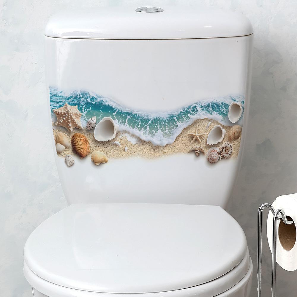 Sea Beach Exquisite Shell Toilet Bathroom Bathroom Decorative Wall Stickers